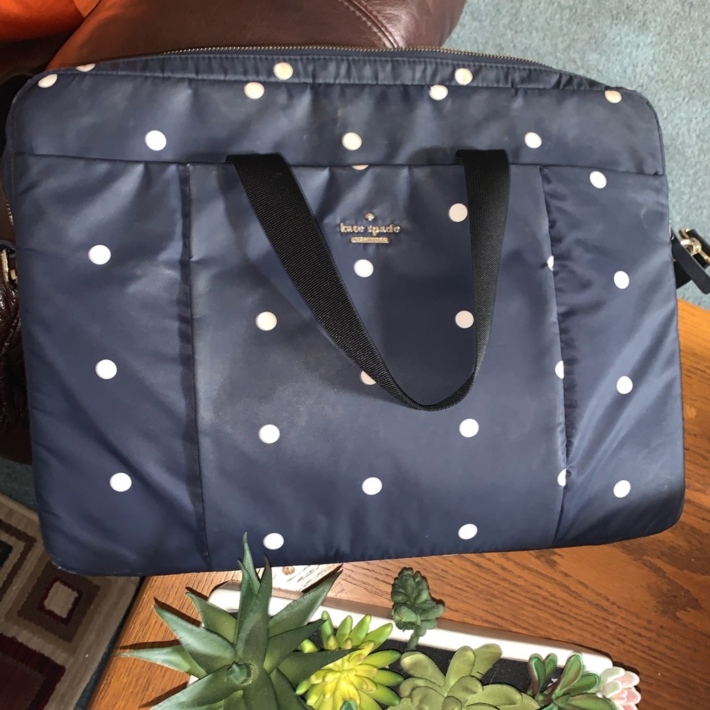 Kate Spade Blue/White Polka Dot attaché the classiest work or school bag!!